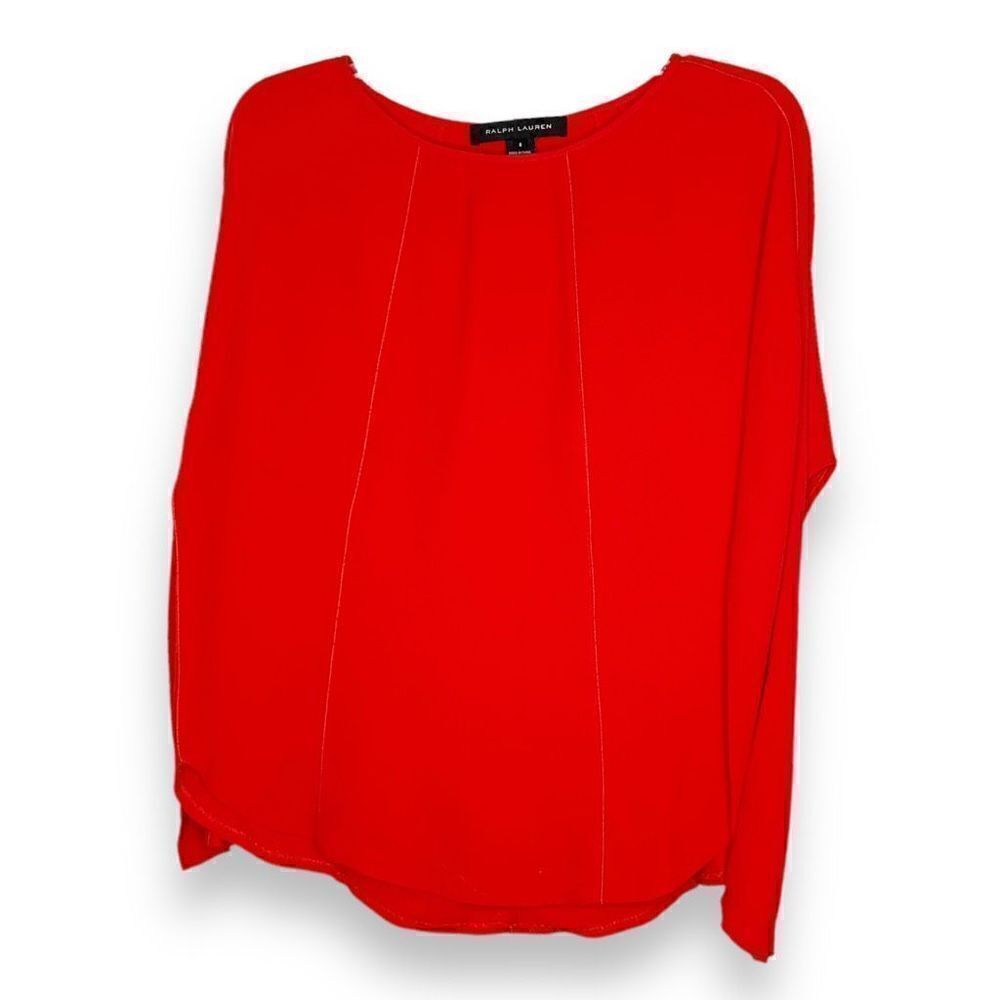 Ralph Lauren Black Label Red Long Sleeve Viscose Acetate Blouse Women’s Size 6 S